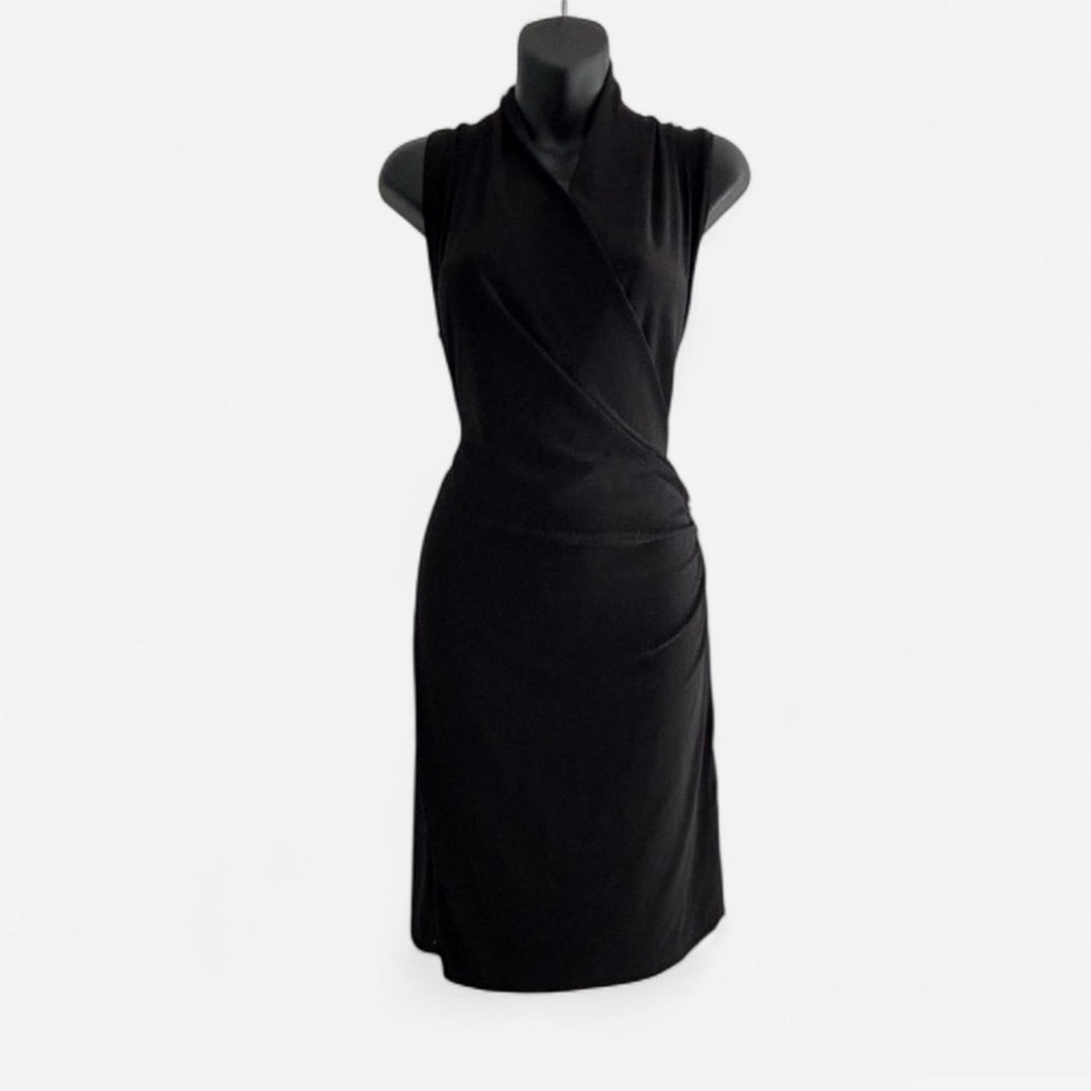 Norma Kamali Black Draped Midi Dress